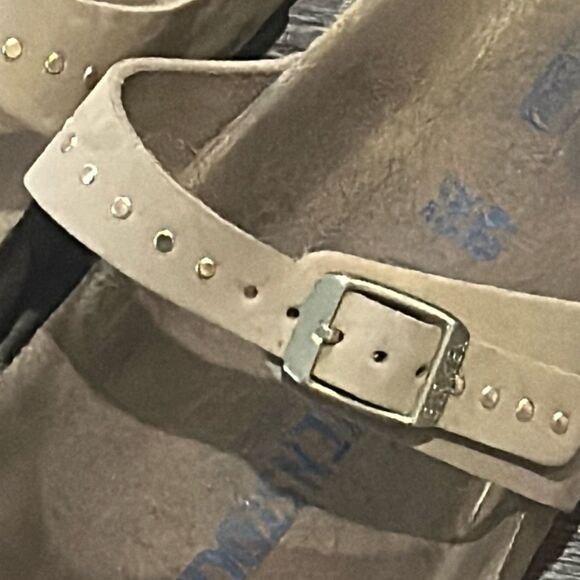 Birkenstock 40 9 tan studded sandals Franca soft footbed - Picture 3 of 12